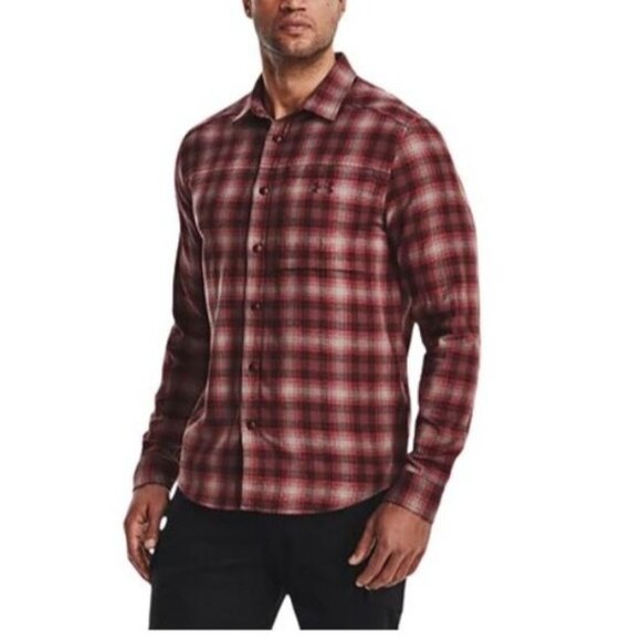Under Armour Button Front Shirt Mens Medium Red Plaid - Picture 1 of 9